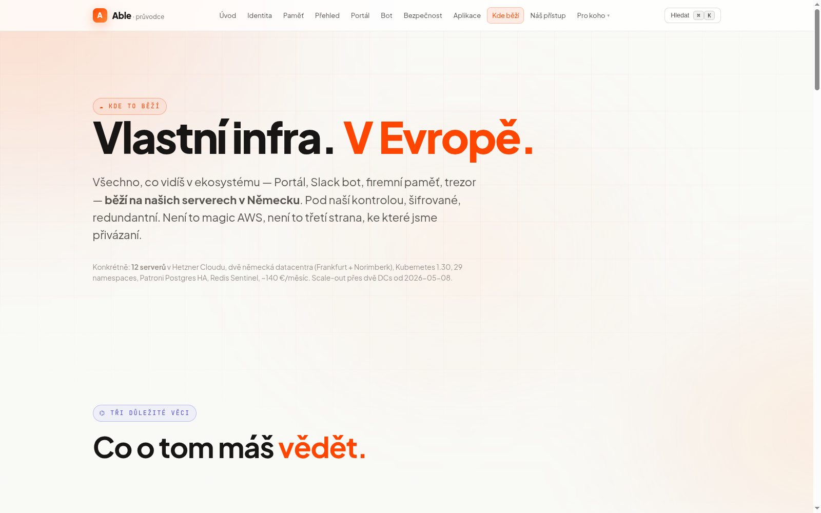 Infrastruktura — debrief page